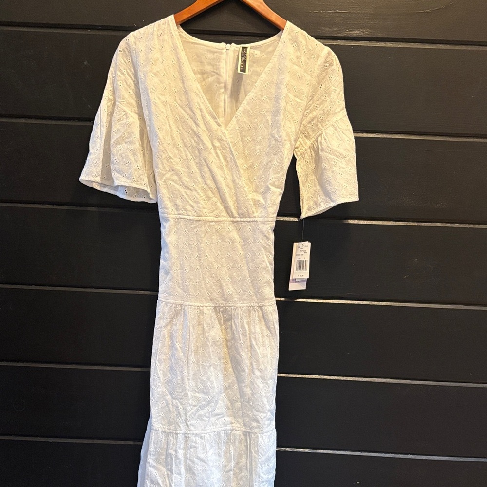 Julian Taylor White Lace Midi Dress